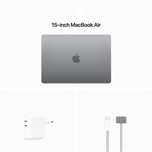 Apple MacBook Air 15'' (2024), M3 8C/10C, 8 GB, 256 GB, ENG, hall - Sülearvuti