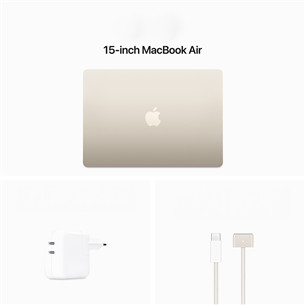 Apple MacBook Air 15'' (2024), M3 8C/10C, 8 GB, 512 GB, SWE, kuldne - Sülearvuti