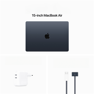 Apple MacBook Air 15'' (2024), M3 8C/10C, 8 GB, 256 GB, SWE, must - Sülearvuti