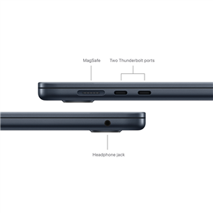 Apple MacBook Air 15'' (2024), M3 8C/10C, 8 GB, 256 GB, RUS, must - Sülearvuti