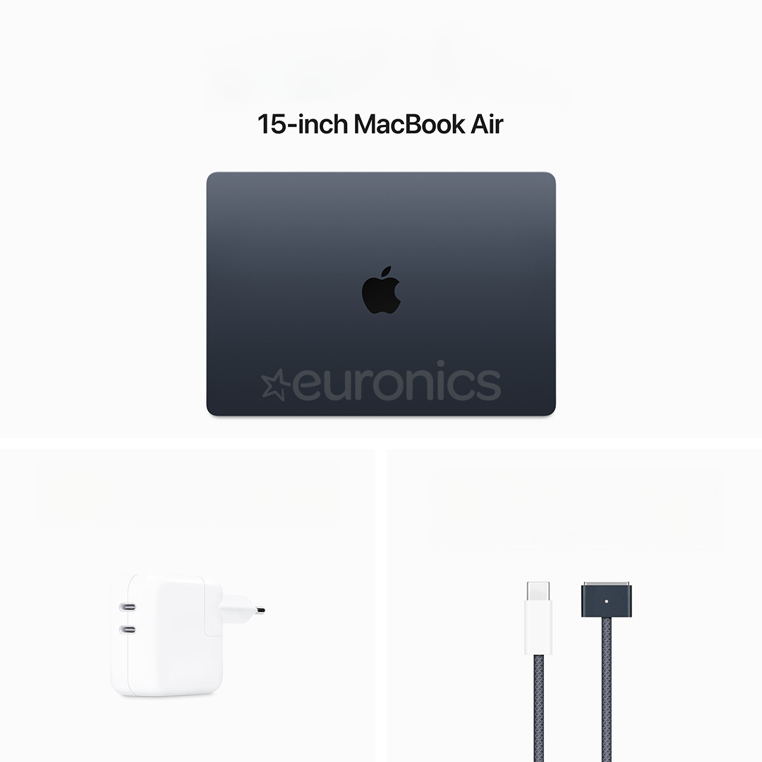 Apple MacBook Air 15'' (2024), M3 8C/10C, 8 ГБ, 256 ГБ, RUS, черный - Ноутбук