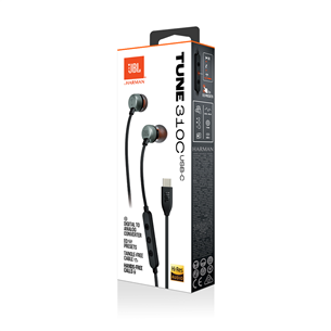 JBL Tune 310C USB-C, kõrvasisesed, must - Juhtmega kõrvaklapid