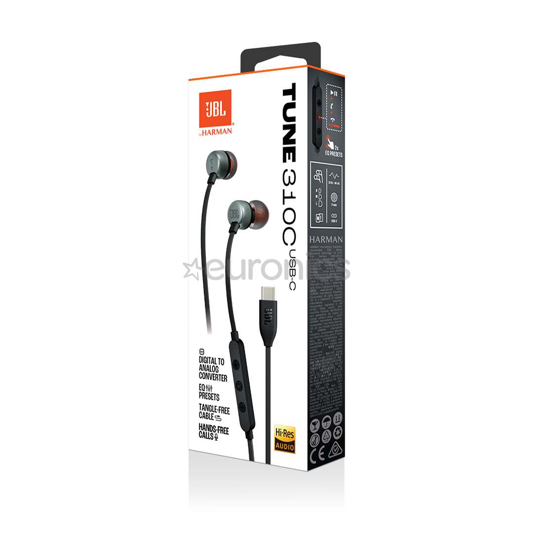 JBL Tune 310C USB-C, kõrvasisesed, must - Juhtmega kõrvaklapid