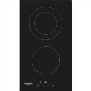 Whirlpool, domino, laius 30 cm, must - Integreeritav keraamiline pliidiplaat WRD6030B