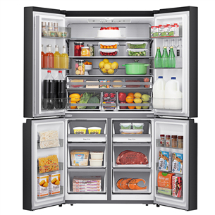 Hisense, Total No Frost, 609 L, height 179 cm, black - SBS Refrigerator