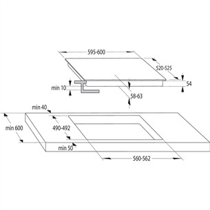 Gorenje, laius 59,5 cm, raamita, must - Integreeritav induktsioonpliidiplaat