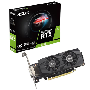 Asus, NVIDIA GeForce RTX 3050, 6 ГБ, GDDR6, 96 бит - Графическая карта