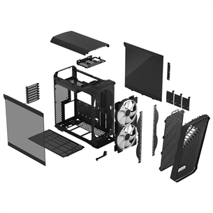 Fractal Design Torrent Compact, RGB, tempered glass, light tint, black - PC case