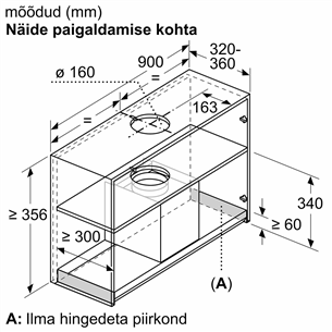 Bosch, Seeria 6, 749 m³/h, laius 90 cm, must - Integreeritav õhupuhasti