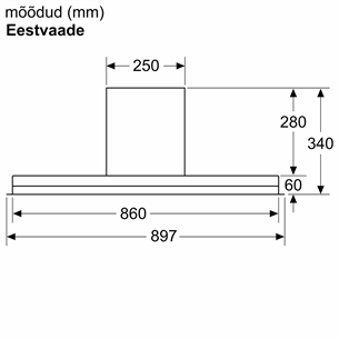 Bosch, Seeria 6, 749 m³/h, laius 90 cm, must - Integreeritav õhupuhasti