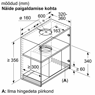 Bosch, Seeria 6, 749 m³/h, laius 60 cm, must - Integreeritav õhupuhasti