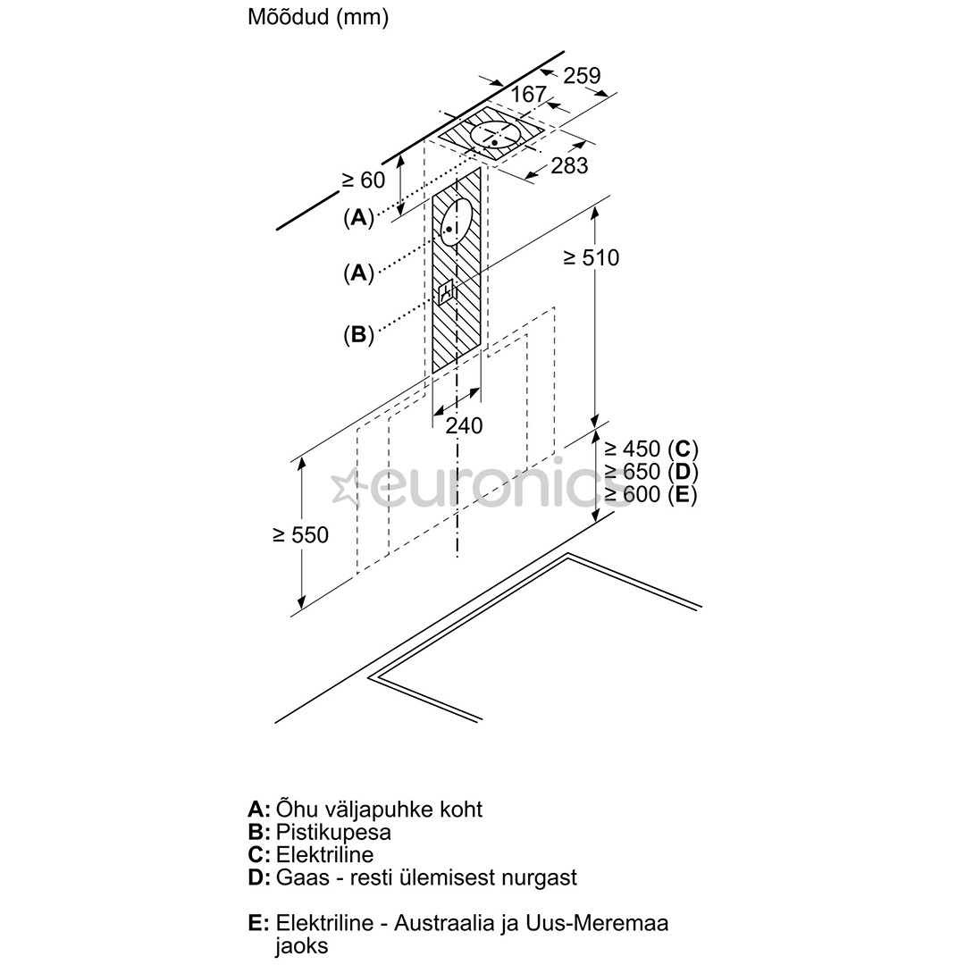 Bosch, Series 6, 915 m³/h, width 80 cm, black - Cooker hood