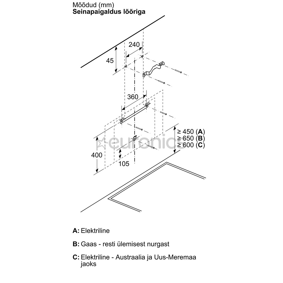 Bosch, Series 6, 915 m³/h, width 80 cm, black - Cooker hood