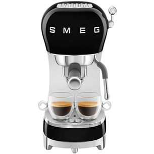 Smeg, 50's Style, black - Espresso machine ECF02BLEU