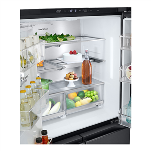 LG, Instaview, 638 L, height 180 cm, black - SBS Refrigerator