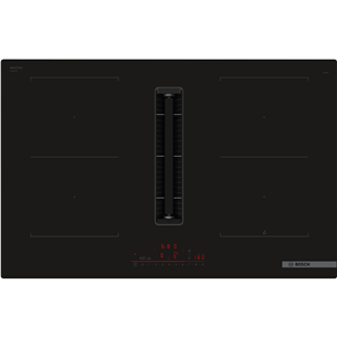 Bosch, Series 6, width 80 cm, frameless, black - Built-in induction hob with cooker hood PVQ811H26E