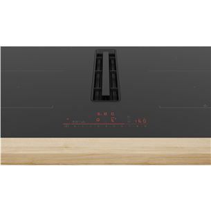Bosch, Series 6, width 80 cm, frameless, black - Built-in induction hob with cooker hood