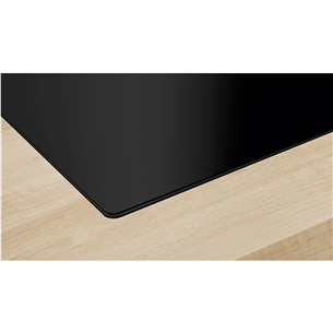 Bosch, Series 6, width 80 cm, frameless, black - Built-in induction hob with cooker hood