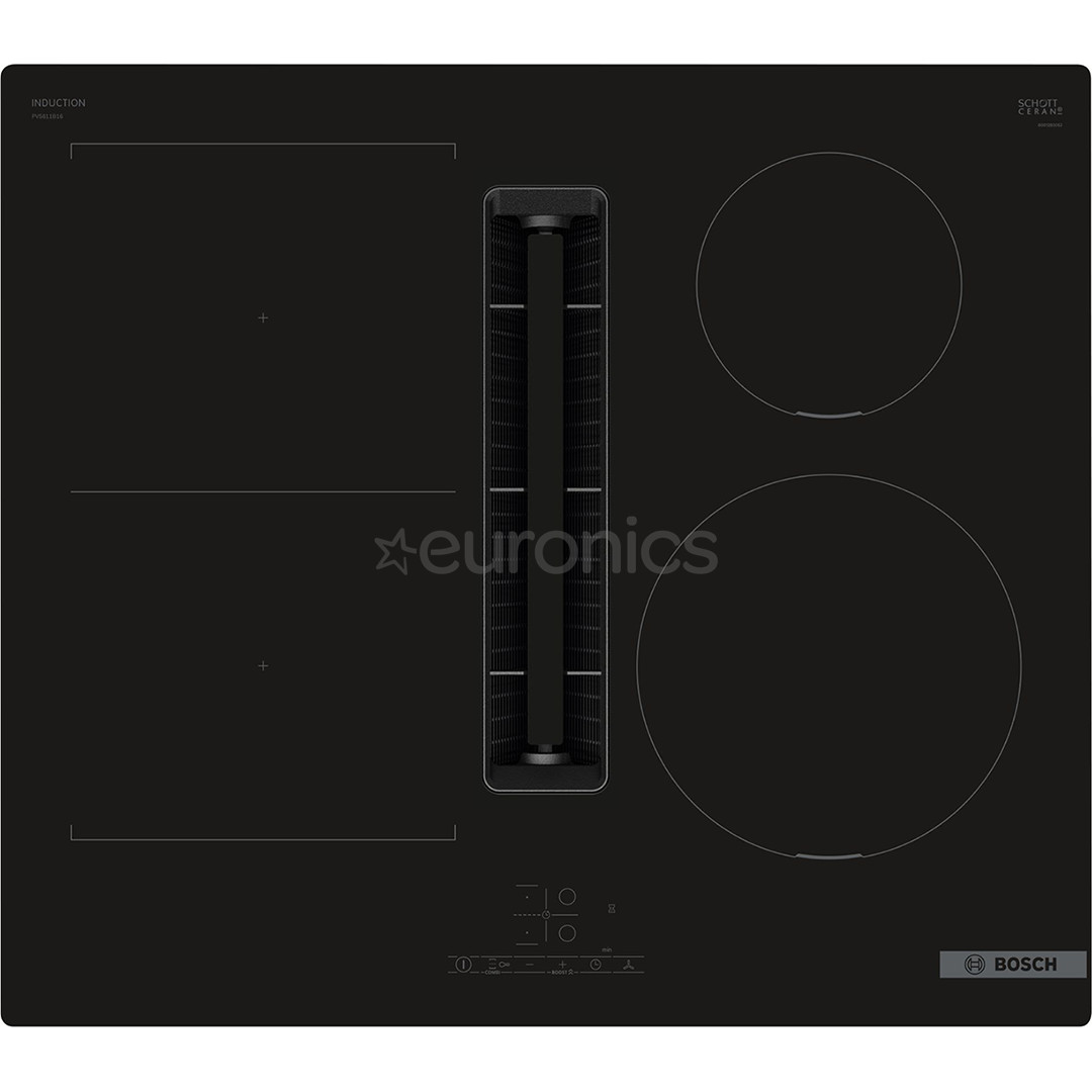 Bosch, Series 4, width 60 cm, frameless, black - Built-in induction hob with cooker hood