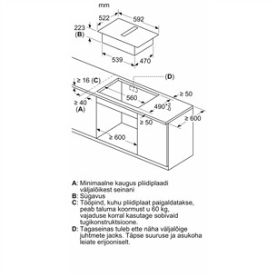 Bosch, Series 4, width 60 cm, frameless, black - Built-in induction hob with cooker hood