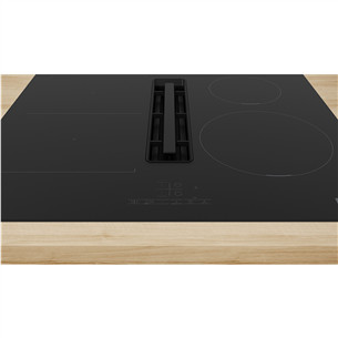 Bosch, Series 4, width 60 cm, frameless, black - Built-in induction hob with cooker hood