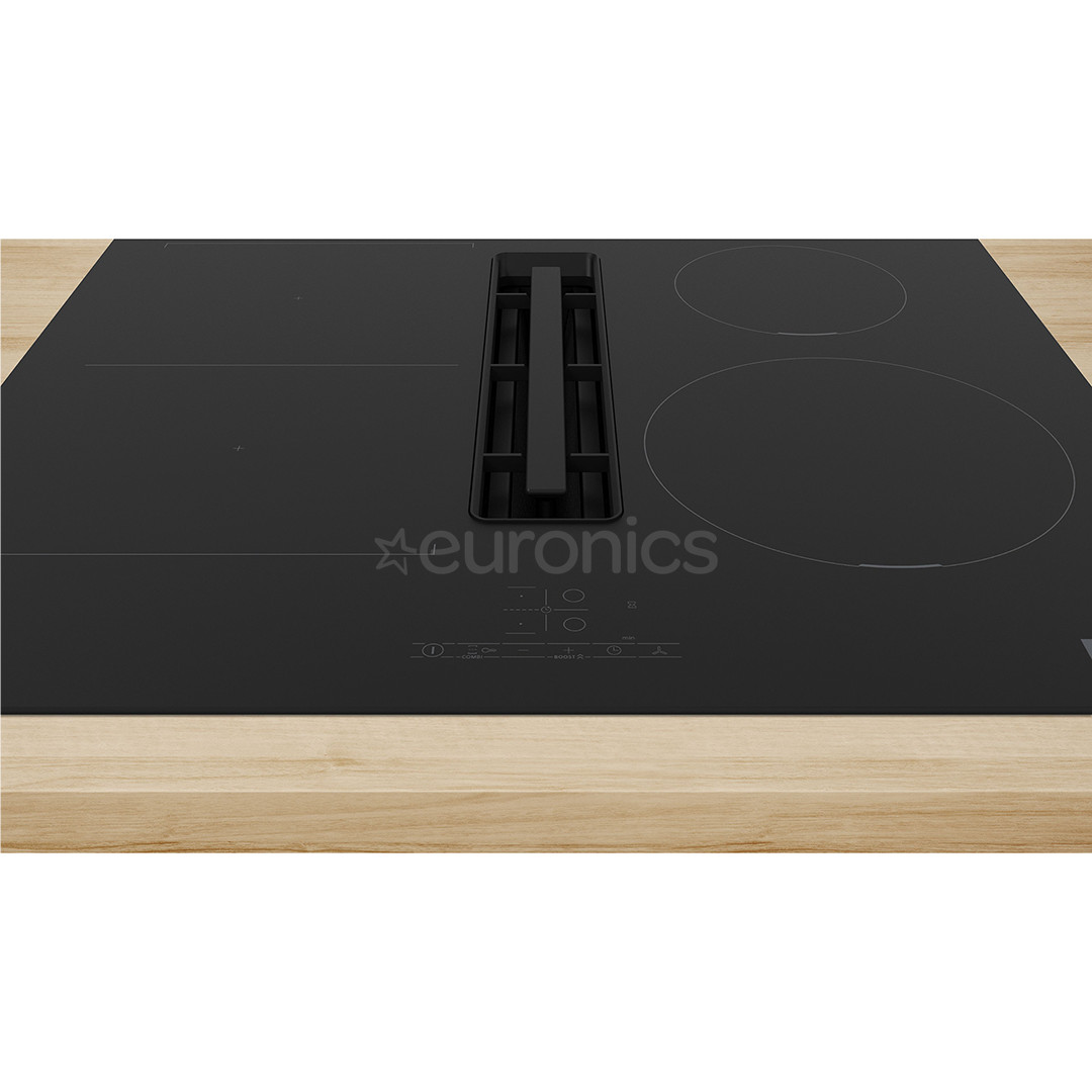 Bosch, Series 4, width 60 cm, frameless, black - Built-in induction hob with cooker hood
