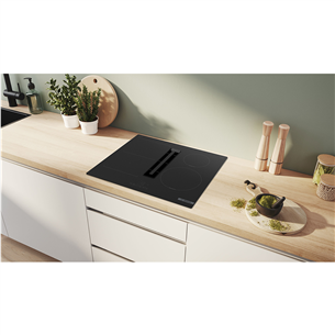 Bosch, Series 4, width 60 cm, frameless, black - Built-in induction hob with cooker hood