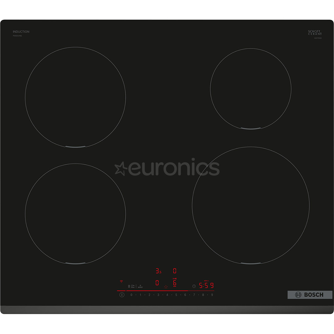 Bosch, Seeria 6, laius 60 cm, must - Integreeritav induktsioonpliidiplaat