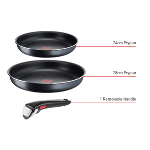 Tefal Ingenio XL Force, 3 предмета, 24/28 см - Комплект сковородок + съемная ручка