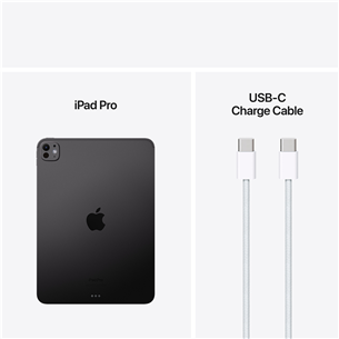 Apple iPad Pro 11”, M4 (2024), 512 GB, läikiv, WiFi, must - Tahvelarvuti