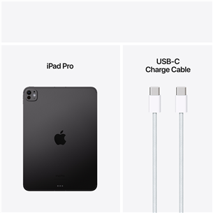 Apple iPad Pro 11”, M4 (2024), 256 ГБ, глянцевый, WiFi + 5G, черный - Планшет
