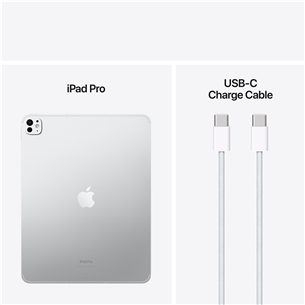 Apple iPad Pro 13”, M4 (2024), 256 GB, läikiv, WiFi + 5G, hõbe - Tahvelarvuti
