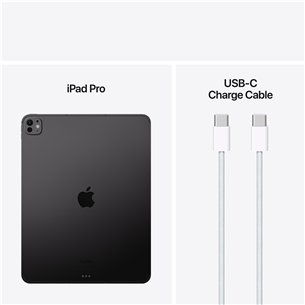 Apple iPad Pro 13”, M4 (2024), 512 GB, läikiv, WiFi + 5G, must - Tahvelarvuti