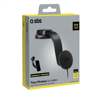 SBS 15W Car Holder, Magsafe, must - Juhtmevaba autolaadija