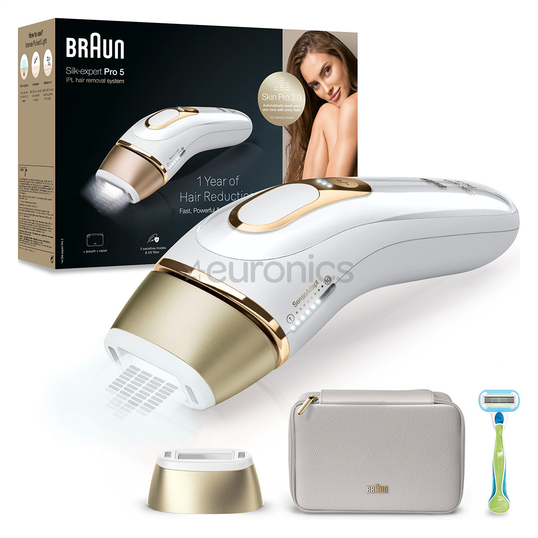 Braun Silk-expert Pro 5, valge/kuldne - IPL Fotoepilaator