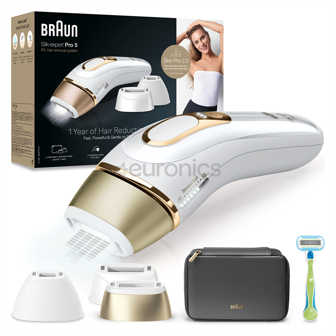 Braun Silk-expert Pro 5, white/golden - IPL Hair removal