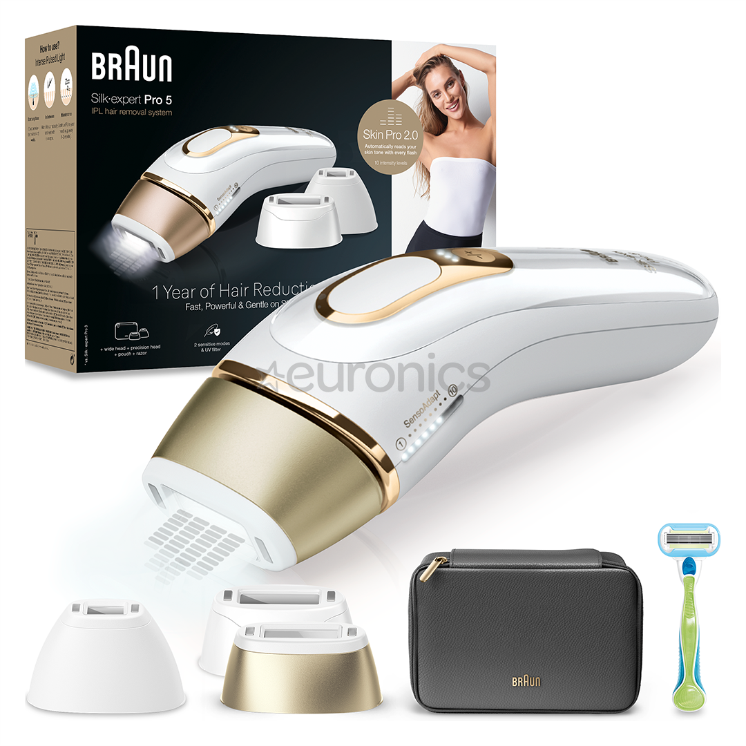 Braun Silk-expert Pro 5, valge/kuldne - IPL Fotoepilaator