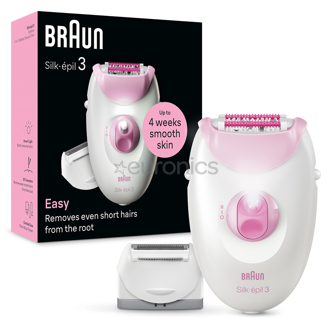 Braun Silk epil 3, valge/roosa - Epilaator
