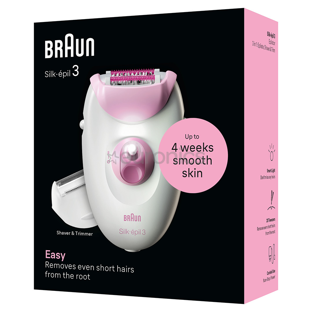 Braun Silk epil 3, valge/roosa - Epilaator