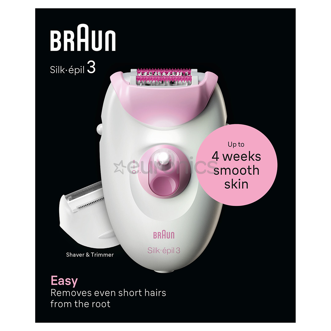 Braun Silk epil 3, valge/roosa - Epilaator