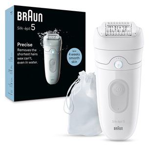 Braun Silk epil 5, märg- ja kuivkasutus, valge - Epilaator
