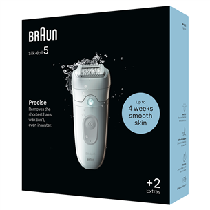 Braun Silk epil 5, märg- ja kuivkasutus, valge - Epilaator
