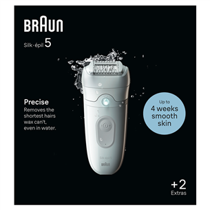 Braun Silk epil 5, märg- ja kuivkasutus, valge - Epilaator
