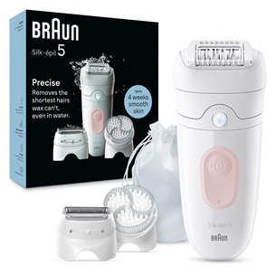 Braun Silk epil 5, märg- ja kuivkasutus, valge - Epilaator