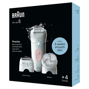 Braun Silk epil 5, märg- ja kuivkasutus, valge - Epilaator