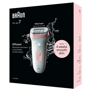 Braun Silk epil 7, märg- ja kuivkasutus, valge/roosa - Epilaator
