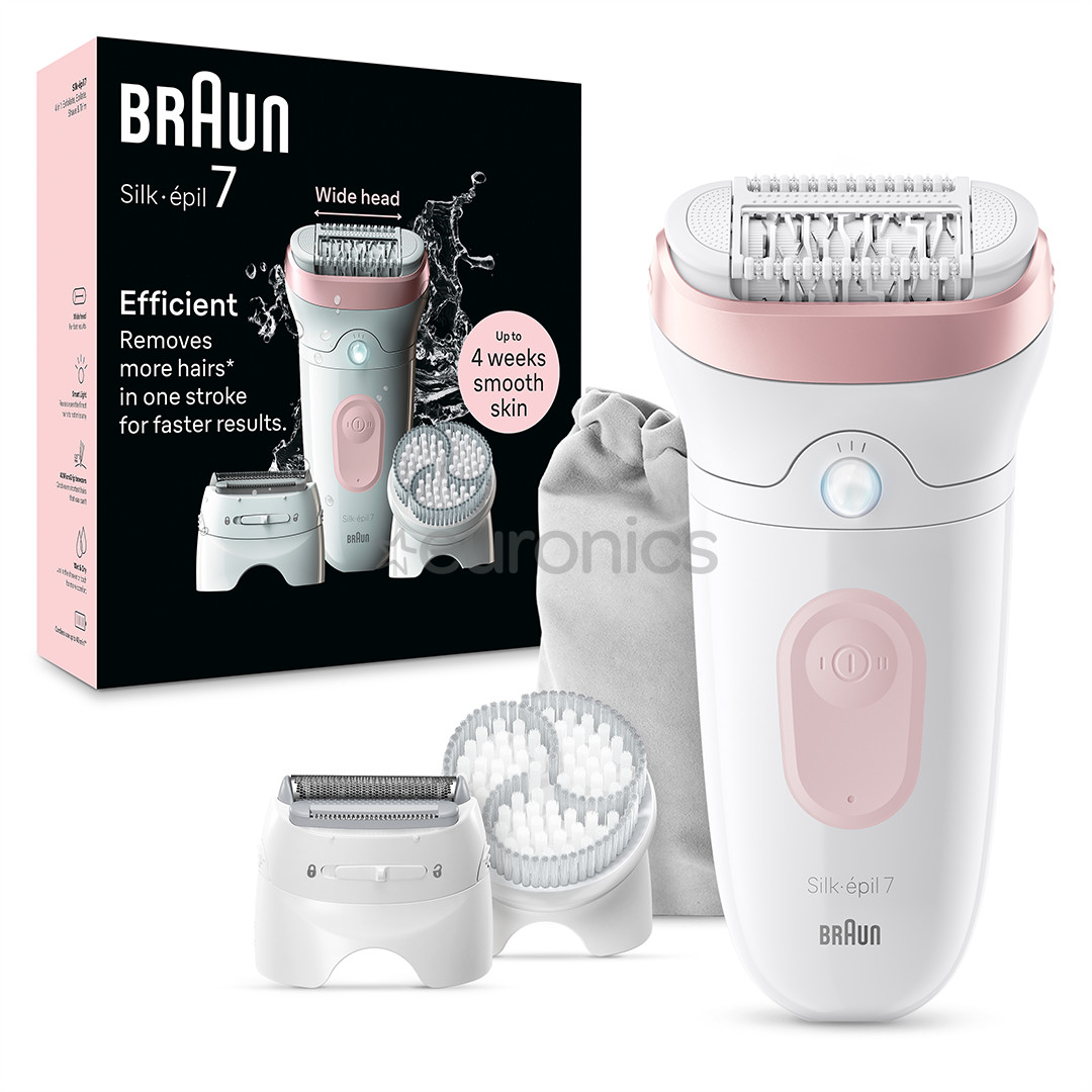 Braun Silk epil 7, сухое и влажное использование, белый/розовый - Эпилятор