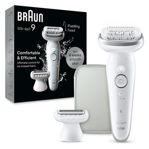 Braun Silk epil 9, märg- ja kuivkasutus, valge - Epilaator