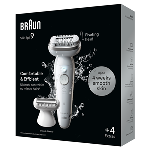 Braun Silk epil 9, märg- ja kuivkasutus, valge - Epilaator