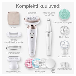 Braun Silk epil 9 Flex SkinSpa, valge - Epilaator